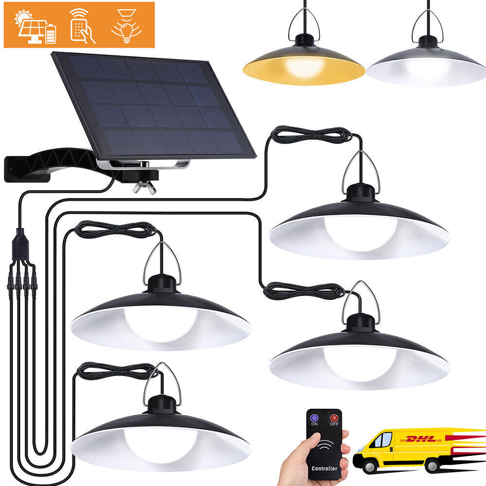 NEW Solar Pendant Lights LED Solar Shed Light Hanging Barn Garage Night Lamp Q