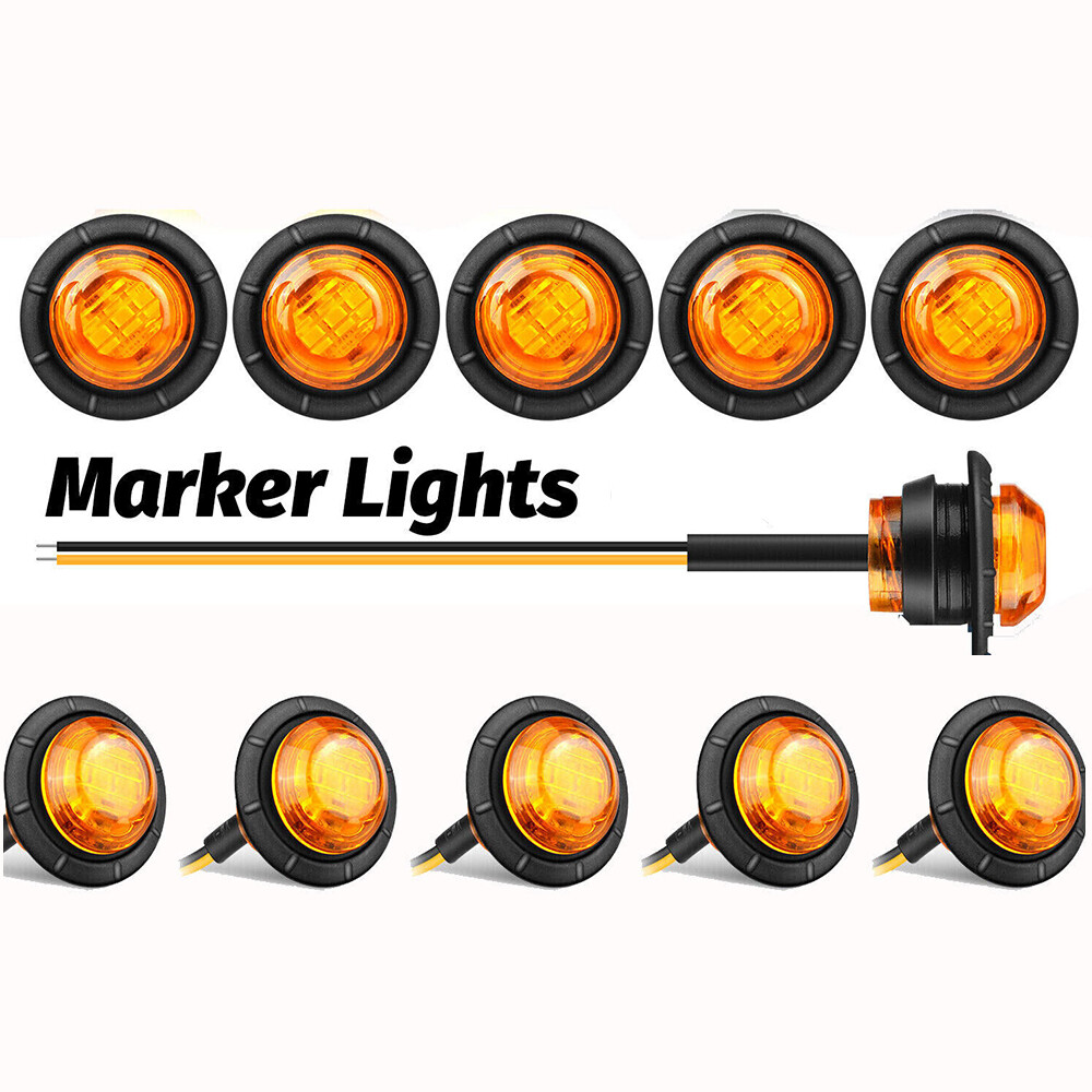 3/4'' LED Side Marker Lights Indicator Light For Car Truck Trailer Boat RV Amber