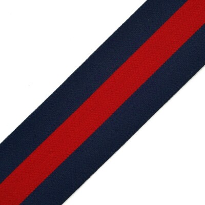 2'' (50mm) Elastic Stretch Band Ribbon Trim by 1 yard, Navy/Red, TR-11365