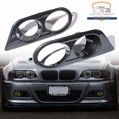 for-20012006-bmw-e46-m3-lower-bumper-fog-light-grill-cover-carbon-fiber-hstyle