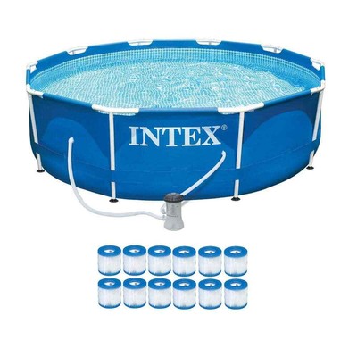 Round 10 ft. Metal Frame Pool Set Filter Pump Type H Filter Cartridges 12-Pack 3