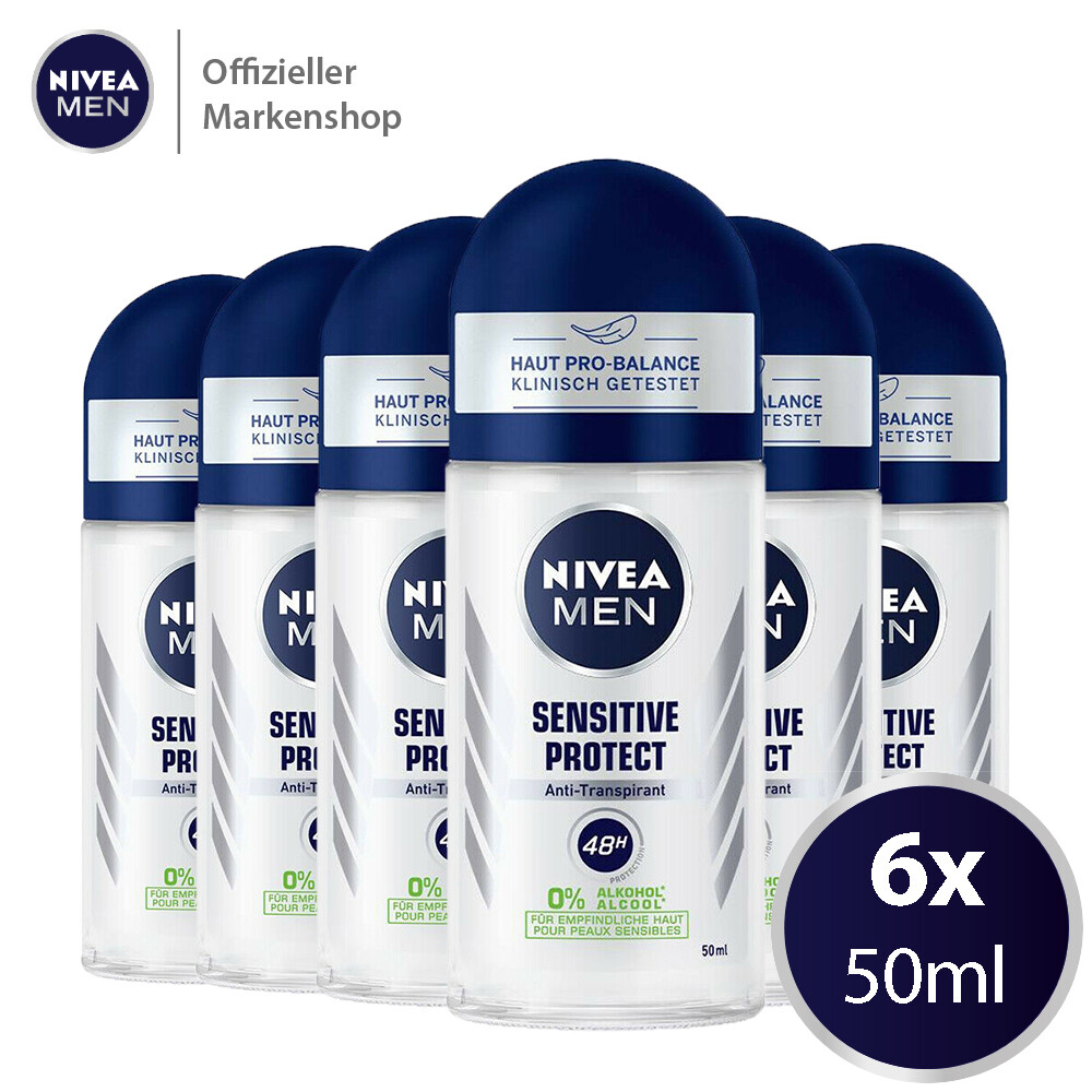 NIVEA MEN Sensitive Protect Deo Roll-On – 50 Ml, 48h Schutz Für Sensible Haut, Dermatologisch Getestet