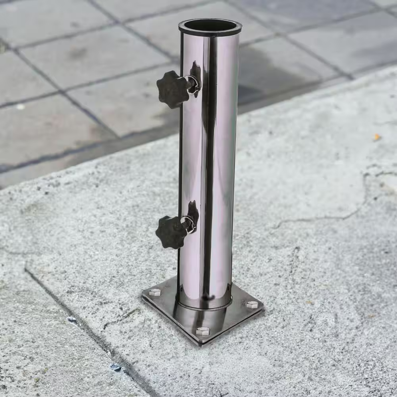 Pure Garden Umbrella Deck Mount Stainless Steel Patio Holder Flagpole Windsock