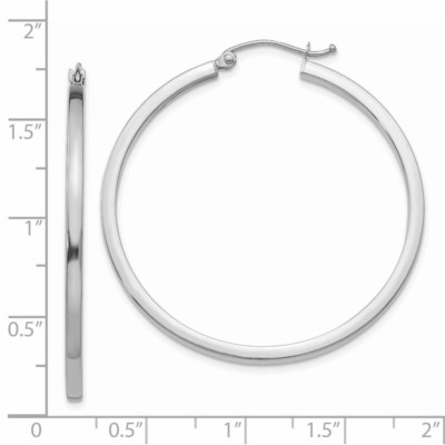 Pre-owned Superdealsforeverything Real 14kt White Gold 2mm Princess Square Tube Hoops