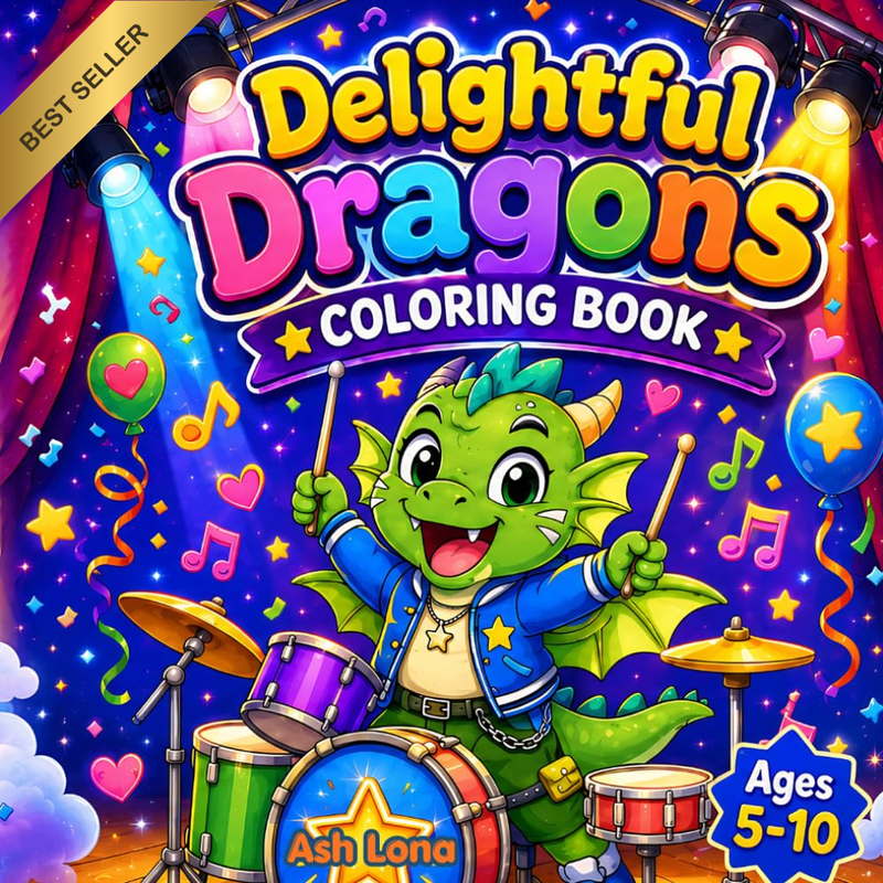 Delightful Dragons Coloring Book: 50 Cute and Cool Dragon Designs for Creativity