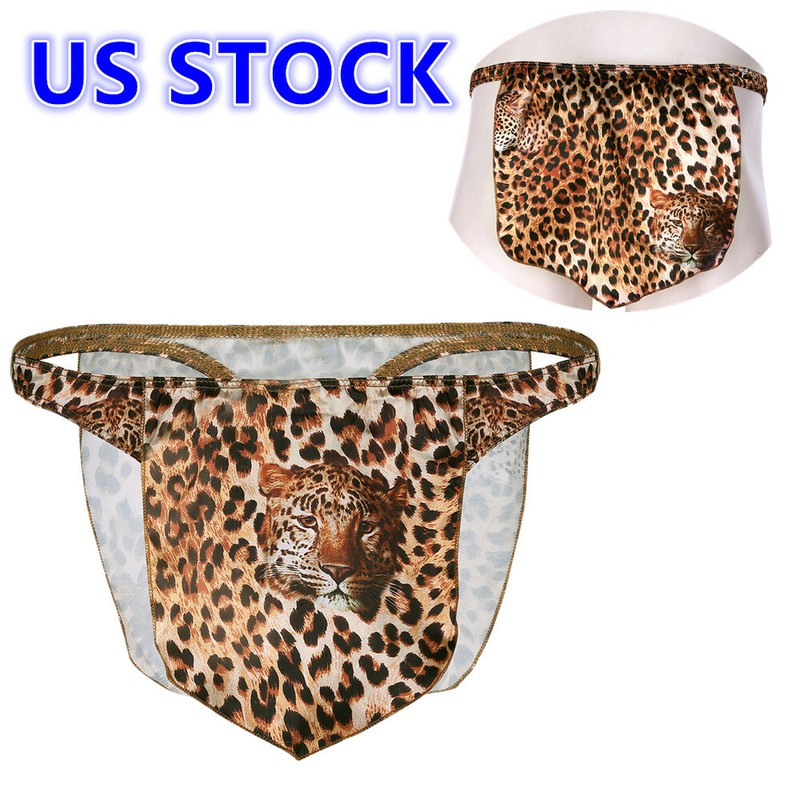 Men/'s Leopard Print Loincloth Animal Thong Male Jungle G-string Briefs