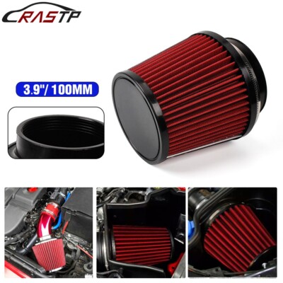 4'' 100mm Red Performance High Flow Cold Air Intake Cone Replacement Dry Filter