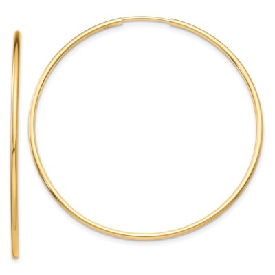 Real 10kt Yellow Gold Polished Endless Tube Hoop Earrings