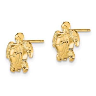 Pre-owned Diamond2deal 14k Yellow Gold Turtle Stud Earrings Gift For Women 1.64g