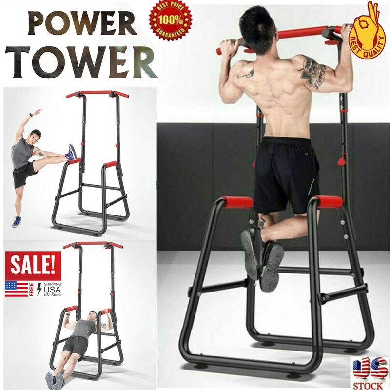 Adjustable Chin Up Stand Pull Up Bar Dip Power Tower Home Gym