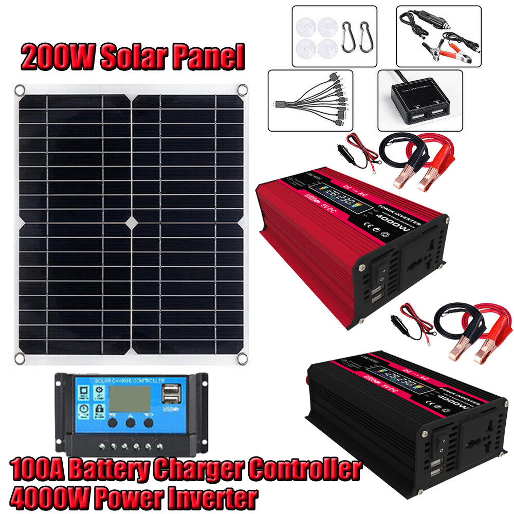 6000W Full Complete Solar Panel + Power Generator Home RV Off-Grid Solar Kit US