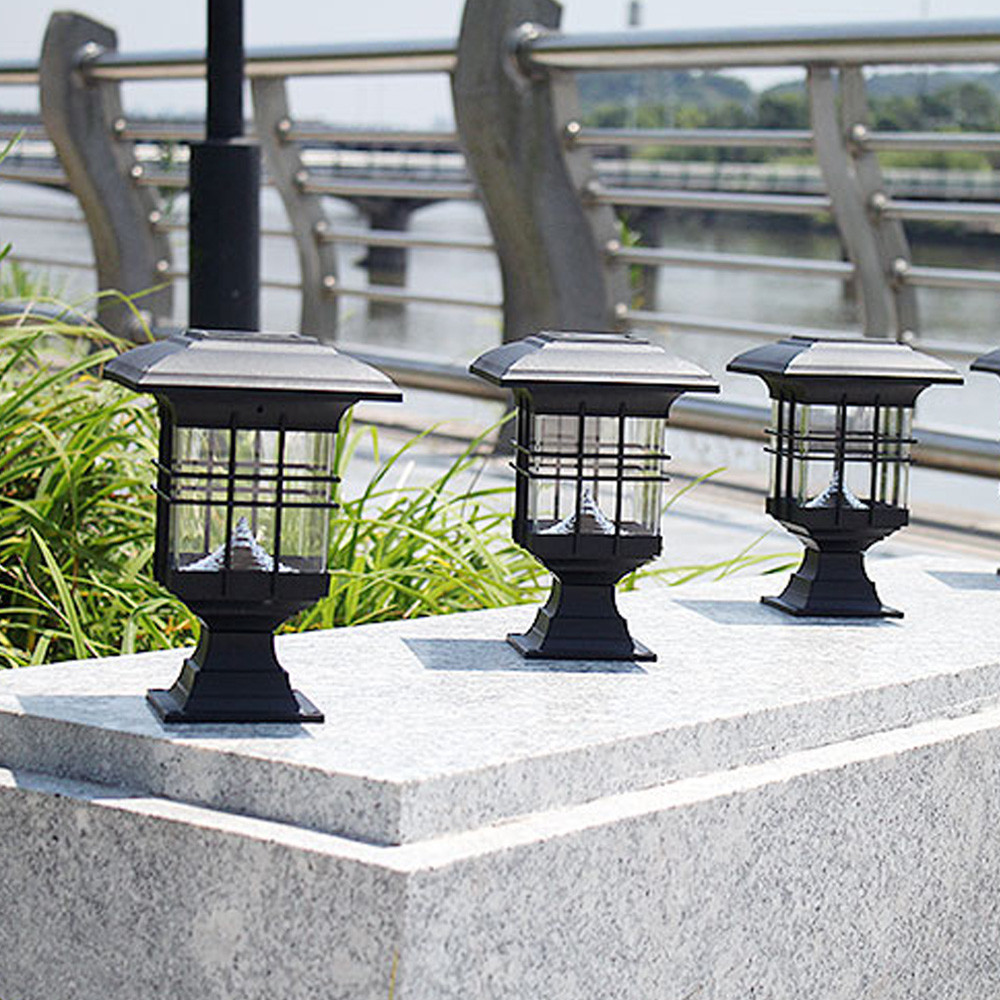 Gsl Ss Pld205 Ultra Bright 4 Leds Solar Fence Gate Lamp Post