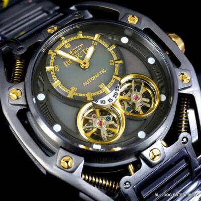 Pre-owned Invicta S1 Rally Double Open Heart Automatic Gunmetal Steel 52mm Watch
