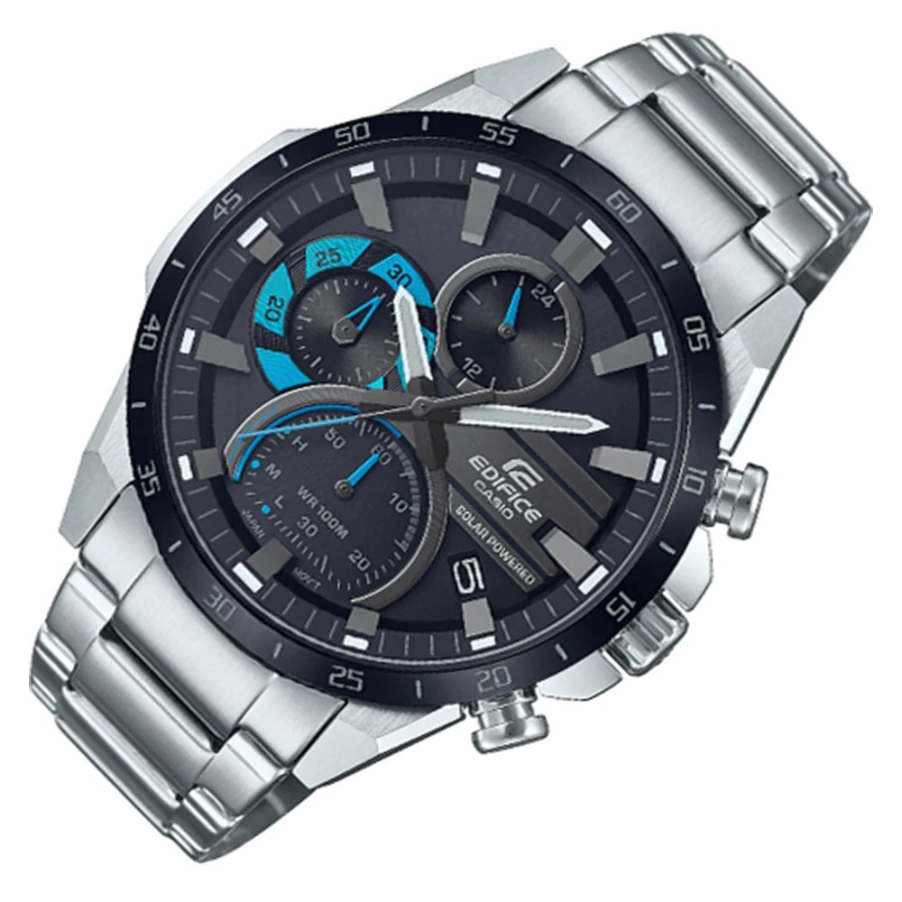 Pre-owned Casio Edifice Black Dial Silver Stainless Steel Strap Men Watch Eqs-940db-1bvudf