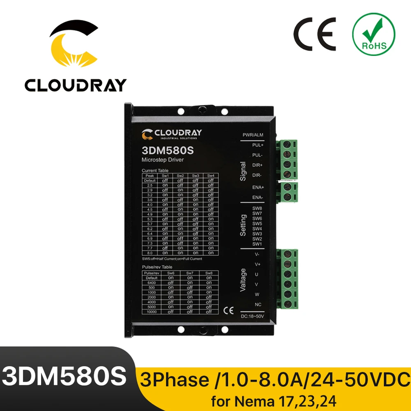 3DM580S 3 Phase Stepper Driver 24-50VDC for Nema 23 Stepping Motor Controller CN