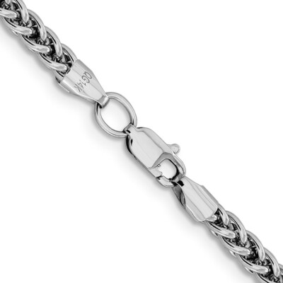 Pre-owned Skyjewelers Real 14k White Gold 4.3mm Semi-solid 3-wire Wheat Chain; 18 Inch; Lobster Clasp