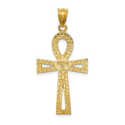 Pre-owned Superdealsforeverything Real 14kt Yellow Gold Ankh Cross Charm