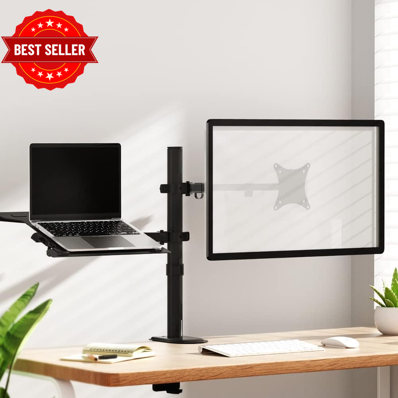 32'' Dual Monitor Arm Stand, Heavy Duty Computer Monitors Riser Mount TV Wall Mo
