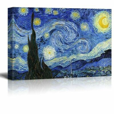 Starry Night by Vincent Van Gogh - Oil Painting Reproduction on Canvas-24'' x 36''