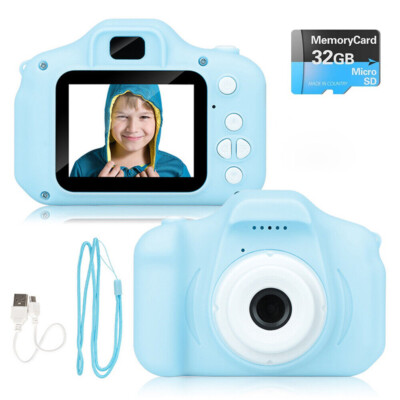 1080P Kids Mini Digital Camera With 32G TF Card Camcorder Video USB Rechargeable