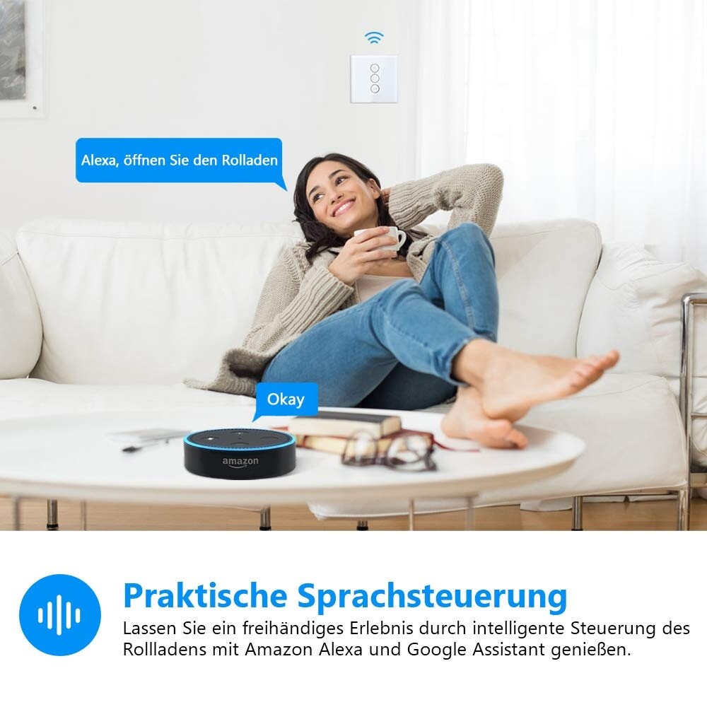 Smart Vorhang Schalter WIFI Wandschalter Wlan Touch Alexa Rolloschalter APP