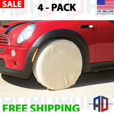 Heavy Canvas Tire Cover Wheel Masker 4pc Set for Storage and Auto Paint Masking