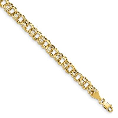 Pre-owned Skyjewelers Real 14k Yellow Gold Lite 5.5mm Double Link Charm Chain Bracelet; 7 Inch