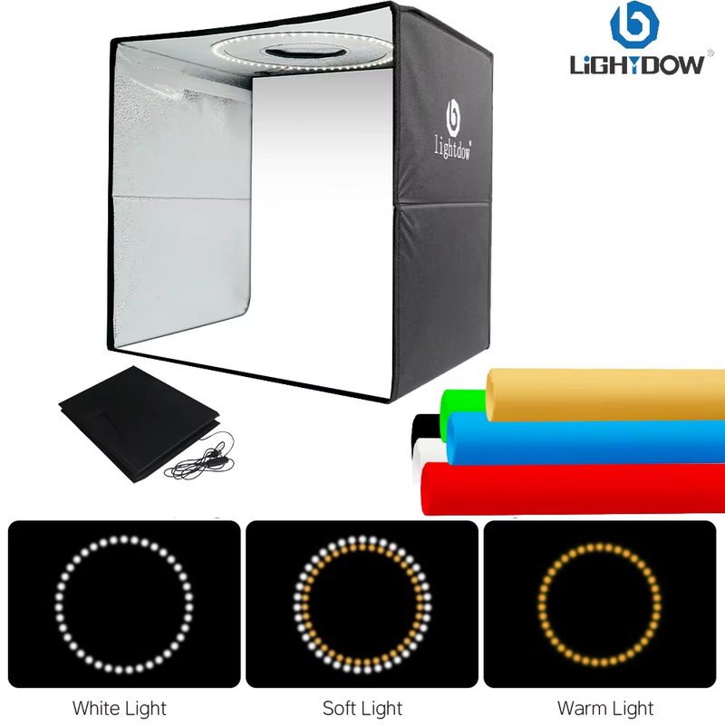 Lightdow Photo Studio Light Box Kit 120pcs LEDs 6 Backdrops for Photography Port