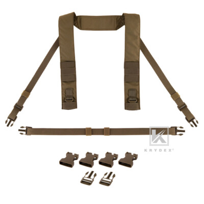 KRYDEX Fat Strap H Harness Shoulder & Back Strap 1in Buckle for Chest Rig Coyote