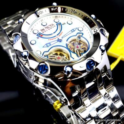 Pre-owned Invicta Reserve Venom Fusion Double Open Heart Automatic Steel Mop Watch