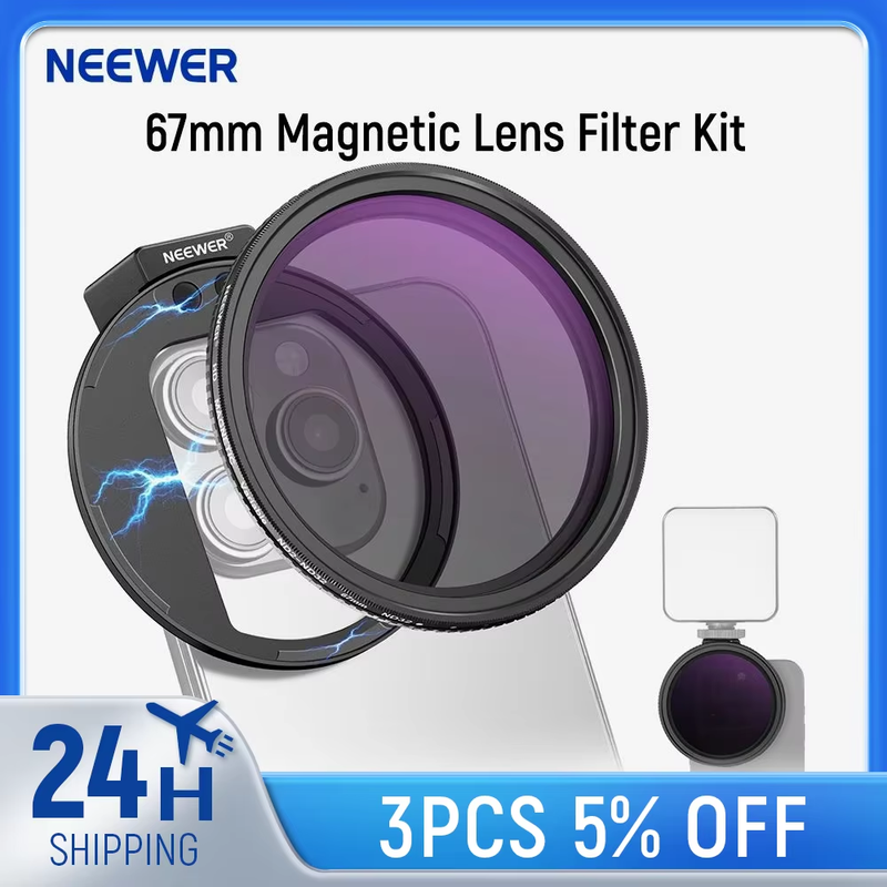 Clip On 67mm ND2-32 Magnetic Phone Lens Filter Kit Phone Clip with Magnetic Adap