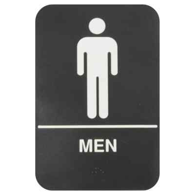 Thunder Group PLIS6952BK 6'' x 9'' ''Men'' Information Sign w/ Braille