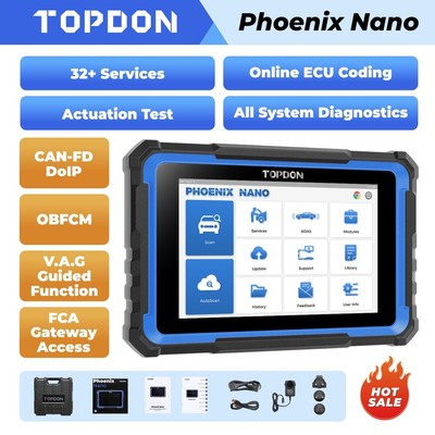 TOPDON Phoenix NANO-E Auto All System Diagnostic Scanner E/CU Coding 32 Resets