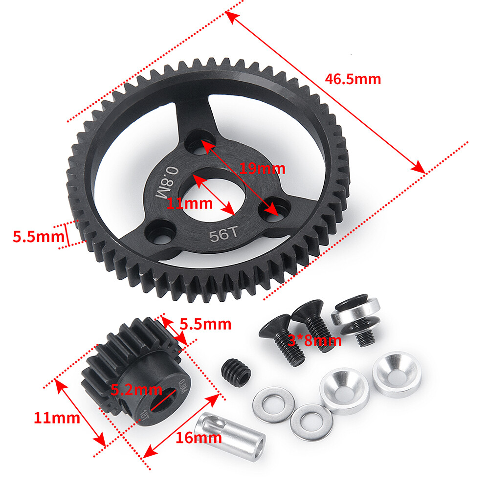 RCBATER 32P/18+56T Spur Gear Upgrade Parts for RC 1/10 Traxxas Slash 2wd