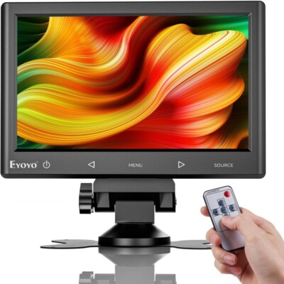 Eyoyo 7'' IPS 1024x600 Small Desktop Monitor HDMI VGA AV Remote Control &Speaker