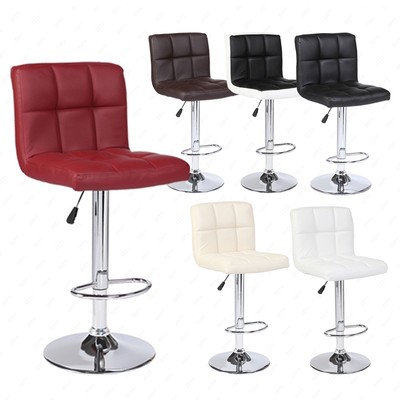 Modern Set of 2 Bar Stools Leather Adjustable Swivel Pub Chair In Multi Colors