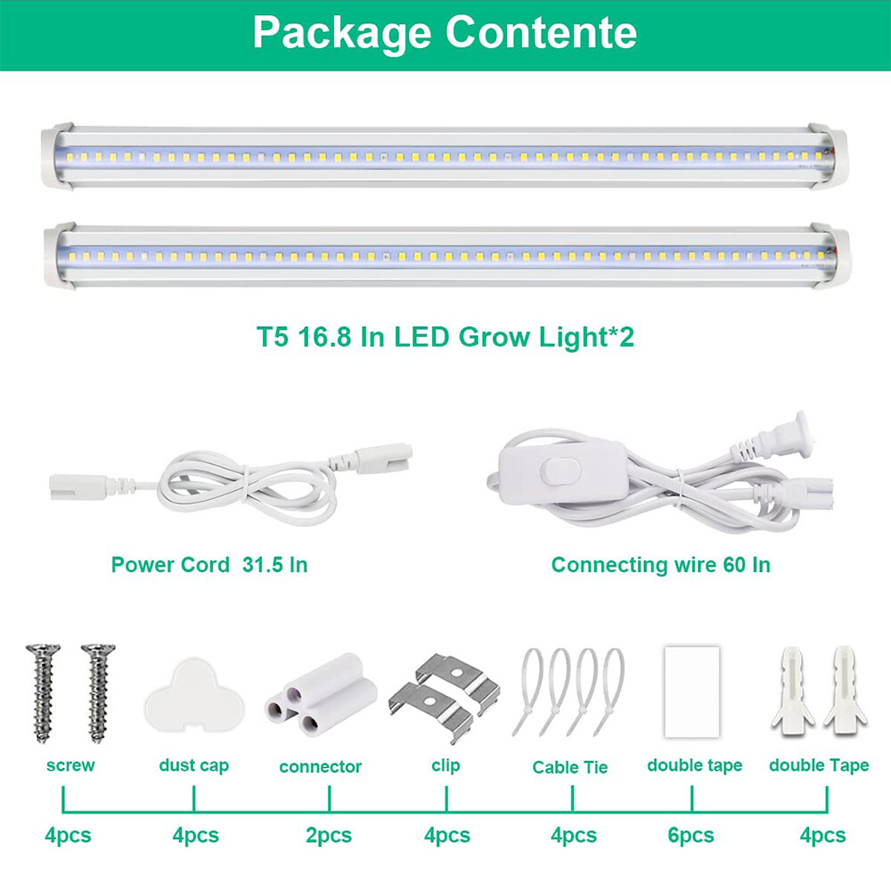 T5 Grow Lights Strips for Indoor Plants Full Spectrum Sunlight Grow Lamp US Plug