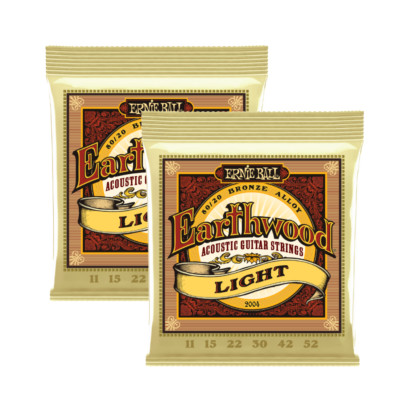 2 SETS Ernie Ball Earthwood Light 11-52 Acoustic Guitar Strings 2004