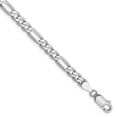 Pre-owned Superdealsforeverything Real 14kt White Gold 8 Inch 4.5mm Flat Figaro With Lobster Clasp Chain Bracelet