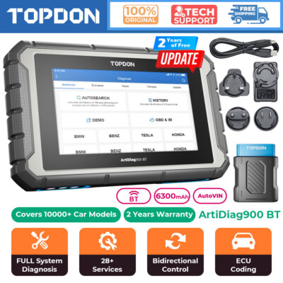 TOPDON ArtiDiag 900BT Bluetooth Car Diagnostic Full System Code Scanner Coding