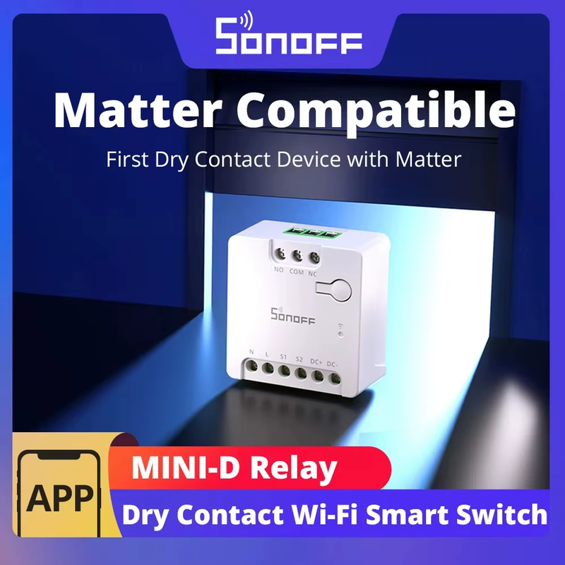 MINI D MINI-D Mini Dry Wi-Fi Matter Smart Switch Dry Contact Relay DC Low Power