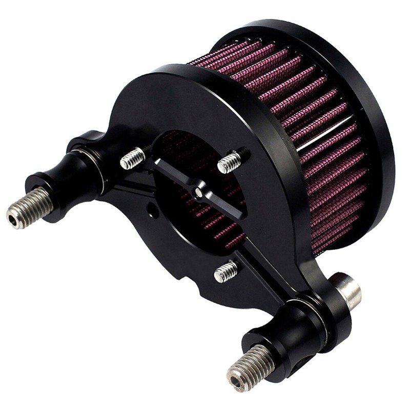 Black Ribbed Air Cleaner Kit Intake Filter For Harley Twin C