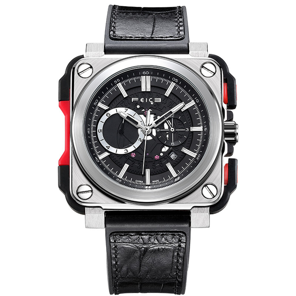 Pre-owned Feice Men's Mechanical Automatic Watch Square 100m Waterproof Sapphire Glass Luminous