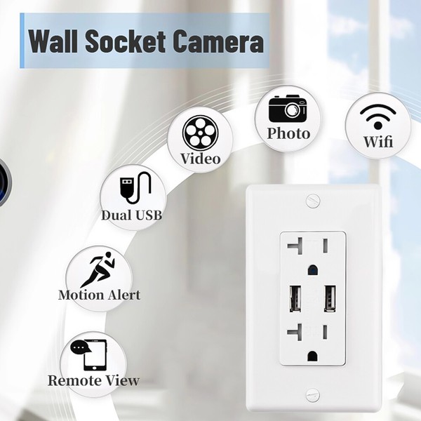 120° 4K HD Wifi P2P Home Security Nanny Camera USB in AC Wall Socket Outlet US - Image 8