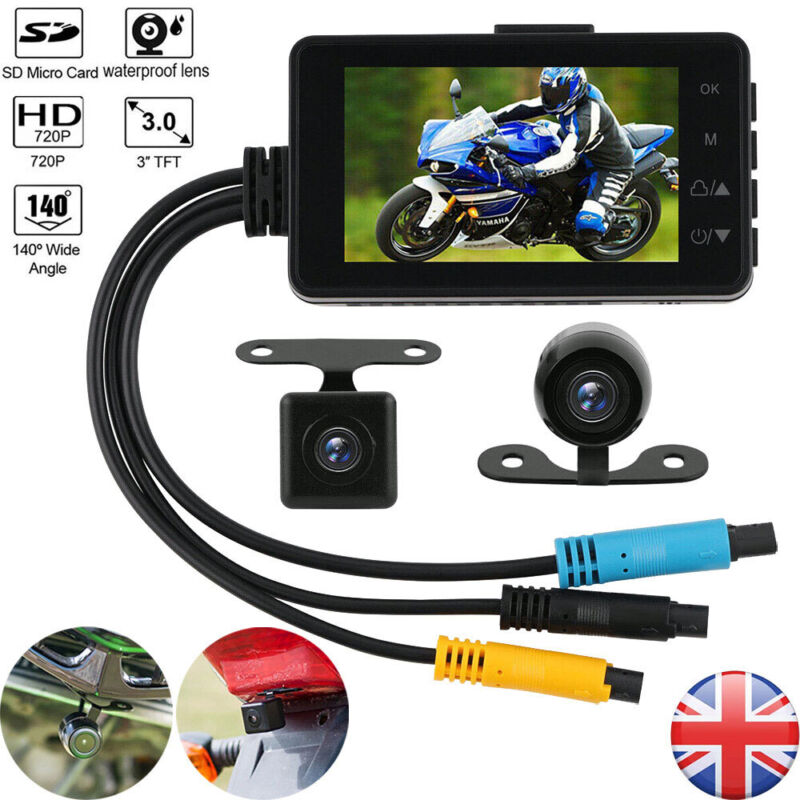 720p Motorcycle Dvr Motorbike Video Recorder Front + Rear Dual Camera Dash Cam