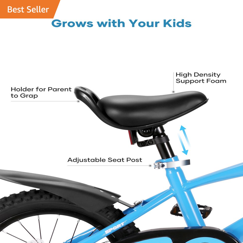 14" Kids Bike Girls and Boys Blue Bike for Age 3-6 Years Old