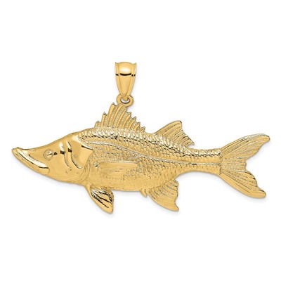 14k Yellow Gold 3-D Tarpon Fish Charm Pendant 20.17g, L-23.65mm, W-54.45mm