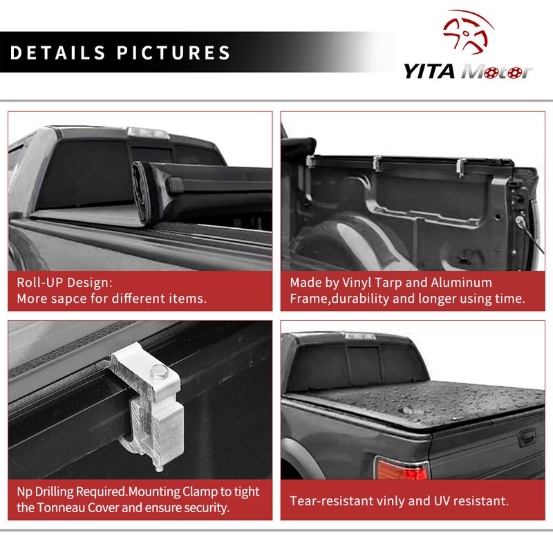 For 2002-2024 Dodge Ram 1500 2500 3500 6.4ft Soft Roll Up Tonneau Bed Cover