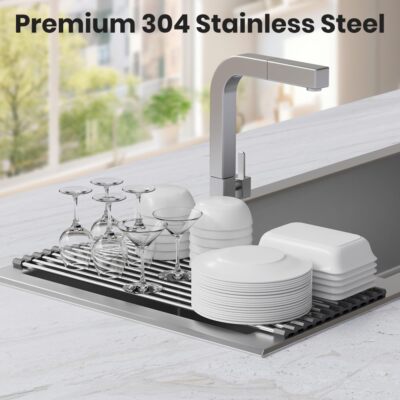 Roll Up Dish Drying Rack Stainless Kitchen Accessories Foldable Dish Rack Ant...