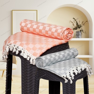 Bhagalpuri Bobby Print Chadar Cotton Silk AC Blanket Throw Handloom 2 PC Tapestr